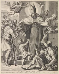 H. Tomás van Villanueva Efigies de Vera S. Thomae A Villanova (título sobre objeto)