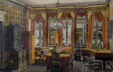 Salón de Berlín, acuarela de Conrad von Muralt (1779-1869)