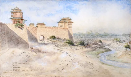 Hata Men. Una de las puertas sur de la ciudad tártara, Pekín 1879 (acuarela)