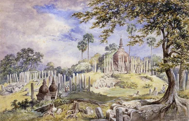 El Dagoba Thuparama en Anuradhapura, Sri Lanka, 1873