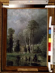 Tormenta progresiva. Pintura de Constant Troyon (1810-1865). Óleo sobre tabla, 53 x 38,5 cm
