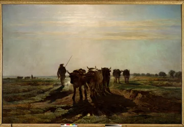 Los bueyes yendo al arado, efecto de la mañana
