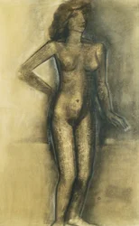 Standing Nude; Nu Debout - Desnudo de pie, c.1945 (carboncillo y pastel sobre papel)