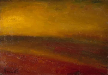 Paisaje al atardecer (óleo sobre lienzo)