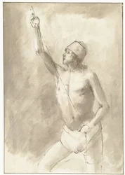 Estudio de desnudo de niño con cuerda