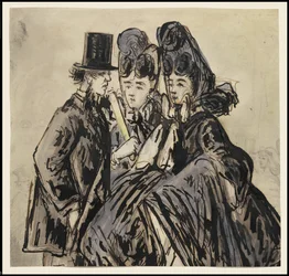 Un caballero y dos damas, 1860s