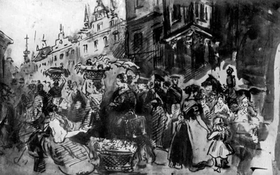 Una calle en Alsacia, siglo XIX