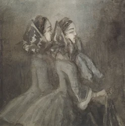 Dos mujeres de perfil hacia la derecha