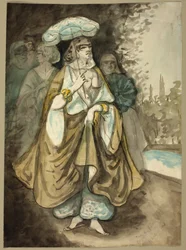 Una de las damas del harén (recto); Fragmento de un paisaje (verso)