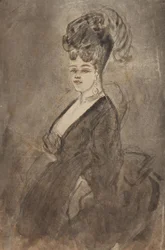 Retrato de una mujer de tres cuartos de longitud