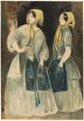 Dos mujeres con pañuelos amarillos