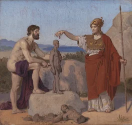 Prometeo moldeando al hombre de arcilla