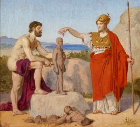 Prometeo moldea al hombre de barro