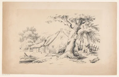 Granja y dos árboles El paisaje (título de la serie)