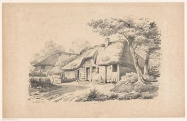 Casa de campo con techo de paja El paisaje (título de la serie)