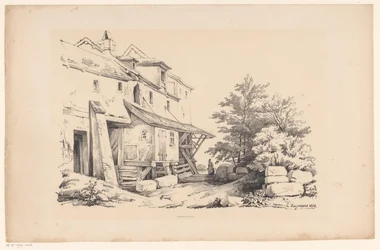 Casas en un paisaje rocoso El paisaje (título de la serie)