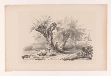 Carretera rural con hombre y mujer descansando El paisaje (título de la serie)