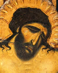 Rostro de Jesús sufriendo, detalle del Crucifijo de Coppo di Marcovaldo (hacia 1220-después de 1276)