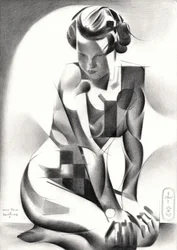 Figura contemplativa de estilo Art Déco