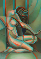 Mujer cubista contemplativa