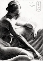 Figura femenina en actitud contemplativa