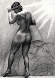 Figura desnuda en actitud contemplativa