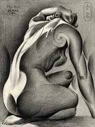 Desnudo en profunda reflexión
