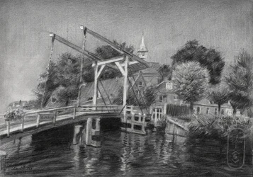 Boceto de un puente sobre un canal holandés