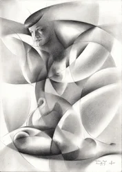 Mujer desnuda geométrica