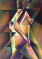 Mujer geométrica en movimiento