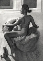 Mujer desnuda junto a la ventana