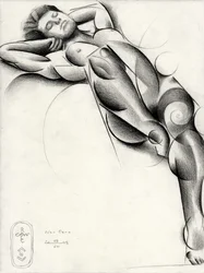 Desnudo recostado en actitud serena