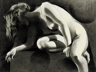 Desnudo pensativo en la sombra