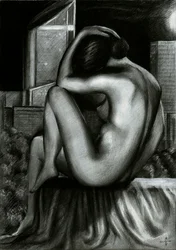 Desnudo urbano pensativo