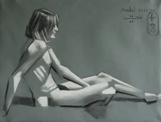 Estudio de desnudo sentado