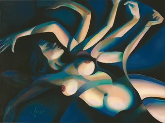 Mujer azul sensual