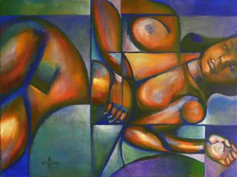 Mujer cubista serena