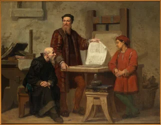 La invención del arte de la impresión o Gutenberg en el trabajo, mediados del siglo XIX