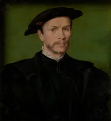 Retrato de un hombre con barba en negro
