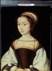 Pintura ""Retrato de una mujer joven"" de Corneille De Lyon (Corneille Of The Hague) (1500/1510-1574) 1530 Dim. Aprox. 20x15,5 cm San Petersburgo, Museo del Hermitage
