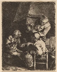 El grupo junto a la chimenea