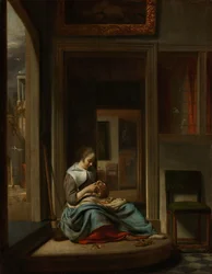 Mujer pelando una manzana