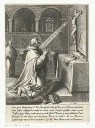 Santo Tomás de Aquino hablando con un crucifijo La vida de Santo Tomás de Aquino (título de la serie)