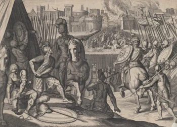 Placa 2: La ciudad de Roma tomada por el Condestable de Borbón, de los Triunfos de Carlos V