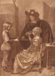 Caballero y dama con un paje, 1779, publicado 1781