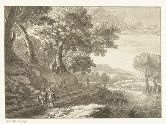 Paisaje italiano con tres excursionistas