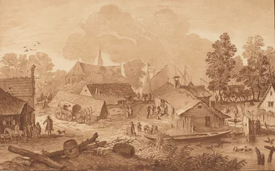 Pueblo con estanque, c. 1782