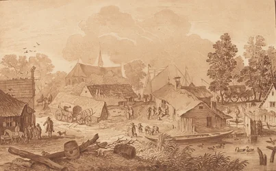 Pueblo con estanque