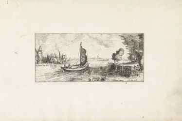 Barco en un río Paisajes (título de la serie)
