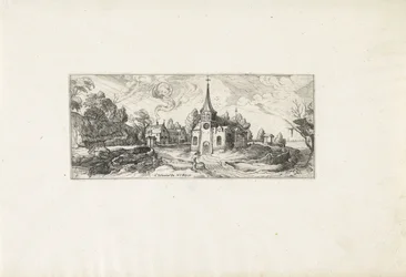 Paisaje con vistas a una iglesia en un pueblo Paisajes (título de la serie)